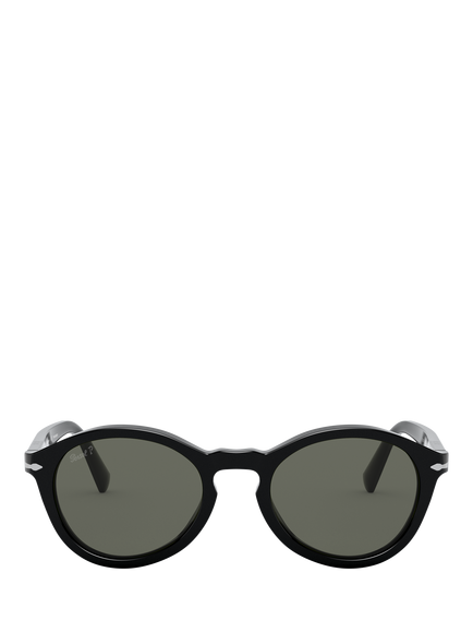 Persol PO3237S Men's Polarised Oval Sunglasses, Black/Grey - view 2, Black/Grey