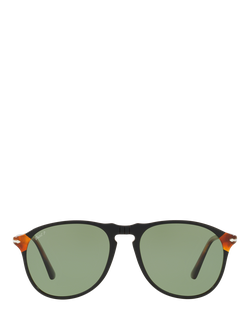 Persol PO6649SM Men's Polarised Aviator Sunglasses, Black/Green - view 2, Black/Green