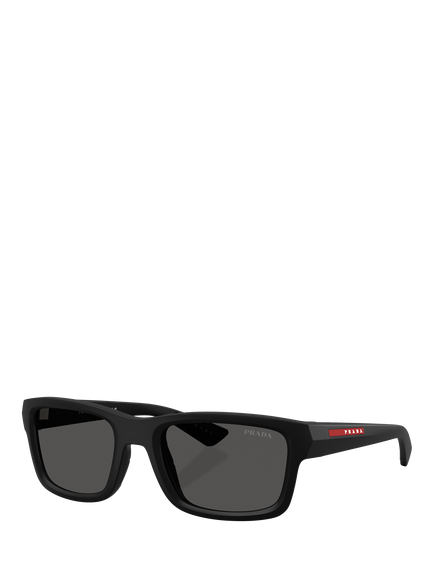 Prada Prada Linea Rossa PS B10S Men's Rectangular Sunglasses, Matte Black/Grey