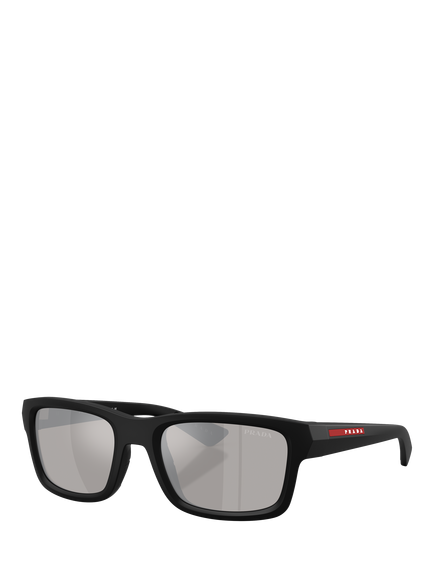 Prada Prada Linea Rossa PS B10S Men's Rectangular Sunglasses, Matte Black/Mirror Grey