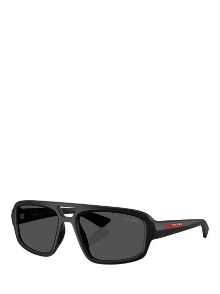 Prada Prada Linea Rossa PS B11SU Men's Oval Sunglasses, Matte Black/Grey, Matte Black/Grey