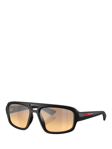 Prada Prada Linea Rossa PS B11SU Men's Oval Sunglasses, Matte Black/Yellow Gradient, Matte Black/Yellow Gradient