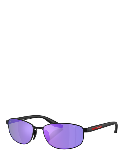 Prada Prada Linea Rossa PS B53S Oval Sunglasses, Matte Black/Mirror Purple, Matte Black/Mirror Purple