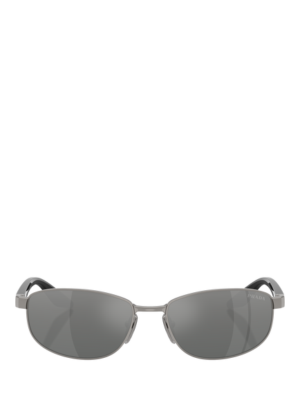 Prada Prada Linea Rossa PS B53S Men's Oval Sunglasses, Metal Grey/Mirror Grey - view 2, Metal Grey/Mirror Grey
