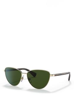 Ralph By Ralph Lauren RA4134 Women's Cat Eye Sunglasses, Shiny Pale Gold/Green, Shiny Pale Gold/Green