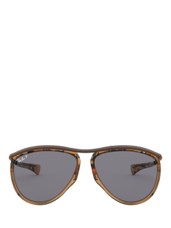 Ray-Ban RB2219 Men's Polarised Aviator Sunglasses - view 2, Transparent Havana/Purple