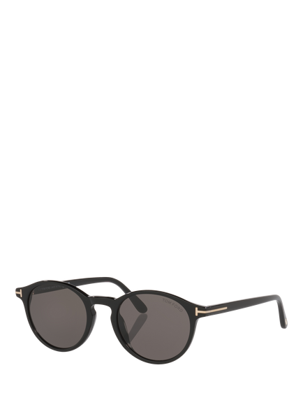 TOM FORD TR002341 Men's Round Sunglasses, Shiny Black/Grey, Shiny Black/Grey