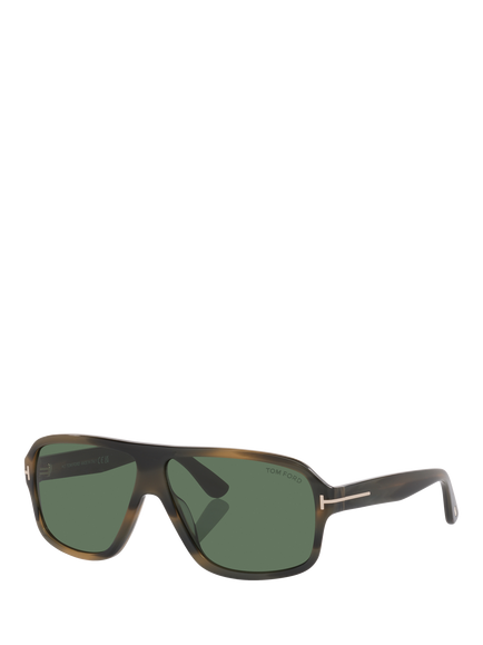 TOM FORD TR002345 Men's Aviator Sunglasses, Tortoise/Green, Tortoise/Green