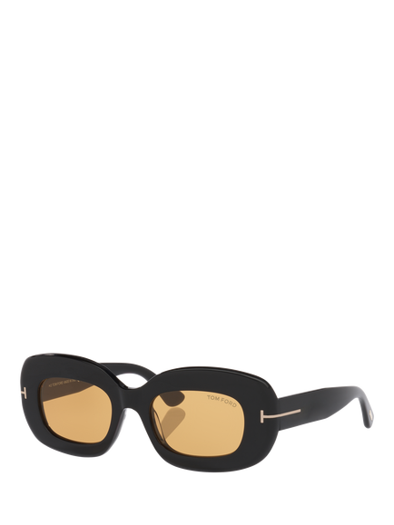 TOM FORD TR002356 Women's Rectangular Sunglasses, Black Shiny, Black Shiny