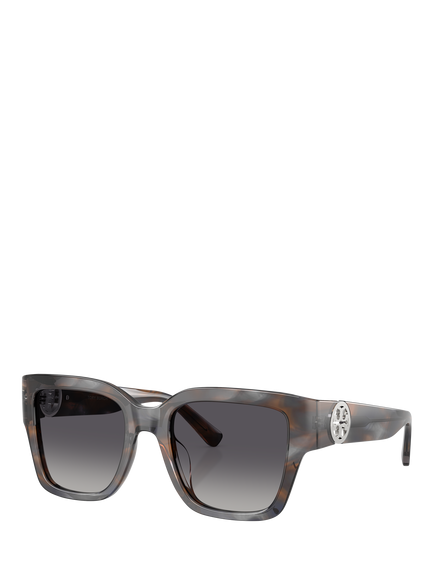 Tory Burch TY7228U Women's Square Sunglasses, Blue Smoke Tortoise/Grey Gradient, Blue Smoke Tortoise/Grey Gradient