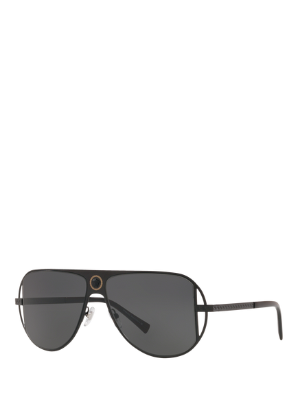 Versace VE2212 Men's Aviator Sunglasses, Matte Black/Grey, Matte Black/Grey