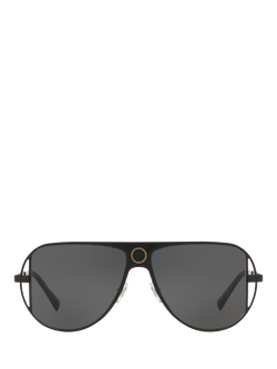 Versace VE2212 Men's Aviator Sunglasses, Matte Black/Grey - view 2, Matte Black/Grey