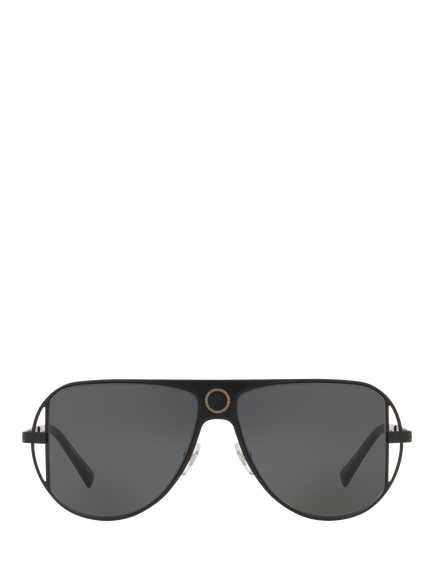 Versace VE2212 Men's Aviator Sunglasses, Matte Black/Grey - view 2, Matte Black/Grey