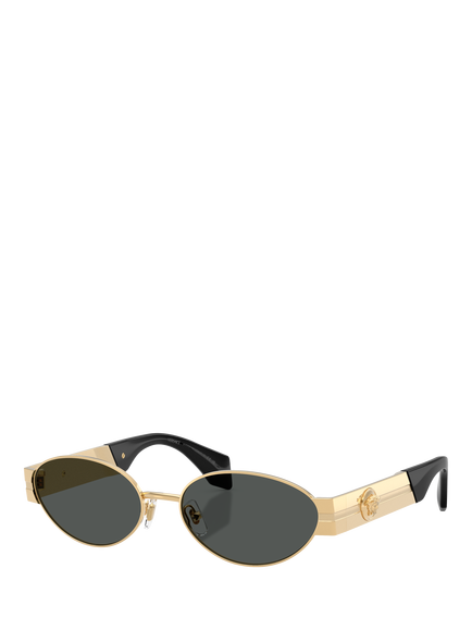 Versace VE2301 Unisex Oval Sunglasses, Gold, Gold