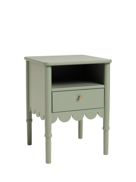 John Lewis OUTLET Hem 1 Drawer Bedside Table, Like New, Green, Green