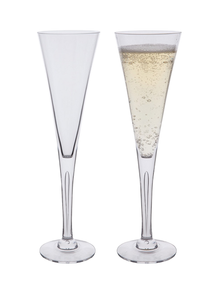 Dartington Crystal Sharon Champagne Glass Flute, Set of 2, 160ml, Clear, Clear