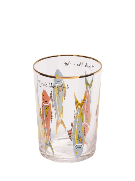 Yvonne Ellen Fishes Glass Highball, 500ml, Clear/Multi, Multi