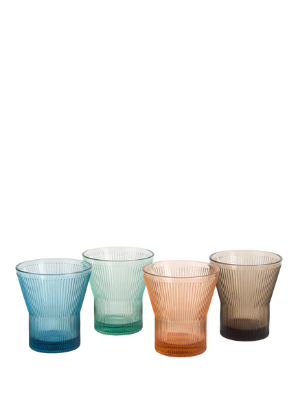 Royal Doulton Lambeth Ribbed Crystal Glass Tumbler, Set of 4, 300ml, Multi, Clear