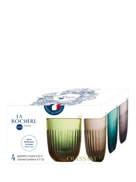 La Rochère Ouessant Glass Tumblers, Set of 4, 260ml, Assorted - view 2, Clear