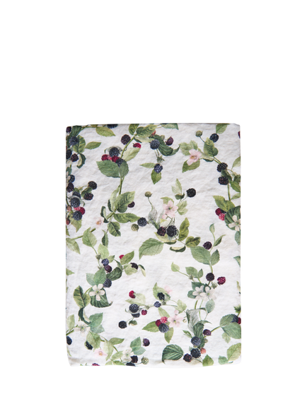 By Hope Blackberry Linen Tablecloth, 250 x 143cm, White/Multi, Blackberry