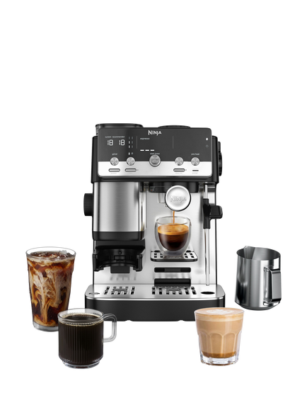 Ninja ES301UK Automatic Bean to Cup Mini Espresso Coffee Machine, Black, Black