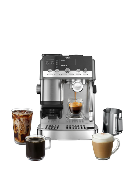 Ninja Luxe Café Mini Plus ES352UK Automatic Bean to Cup Espresso and Coffee Machine, Stainless Steel, Stainless Steel