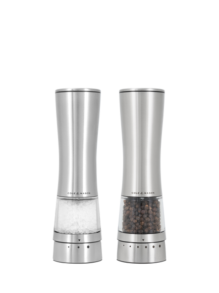 Cole & Mason Electric Derwent Salt and Pepper Mill Gift Set, Stainless Steel