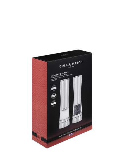 Cole & Mason Electric Derwent Salt and Pepper Mill Gift Set - view 2, Stainless Steel