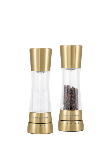 Cole & Mason Derwent Gold Salt & Pepper Mill Set, Gold, Matt Gold & Clear