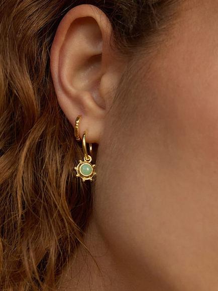 Daisy London Amazonite Drop Earrings, Gold - view 2, Gold