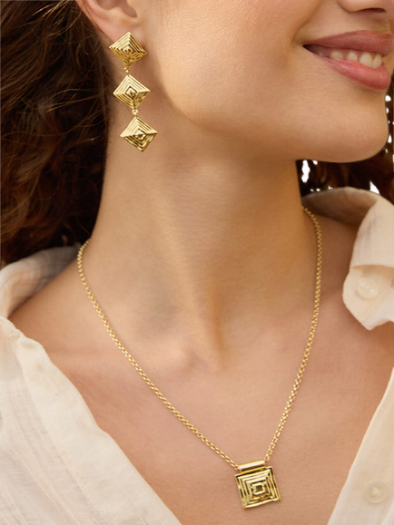 Daisy London Away That Day Drop Earrings, Gold - view 2, Gold