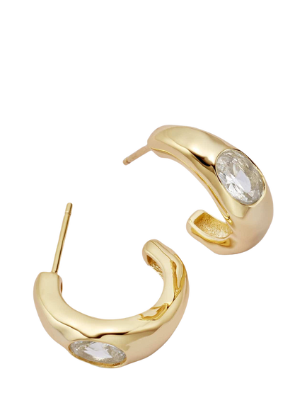 Daisy London Estee Chunky Sapphire Hoop Earrings, Gold, Gold