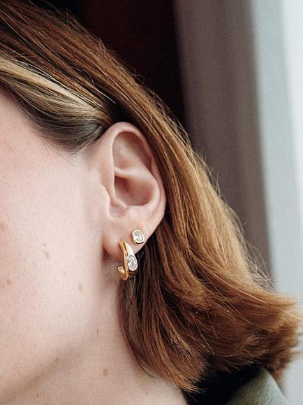 Daisy x Estée Lalonde Sapphire Stud Earrings, Gold - view 2, Gold