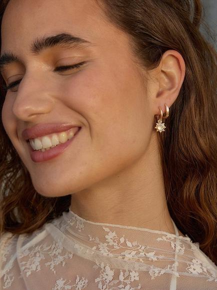 Daisy London Moonstone Drop Earrings, Gold - view 2, Gold