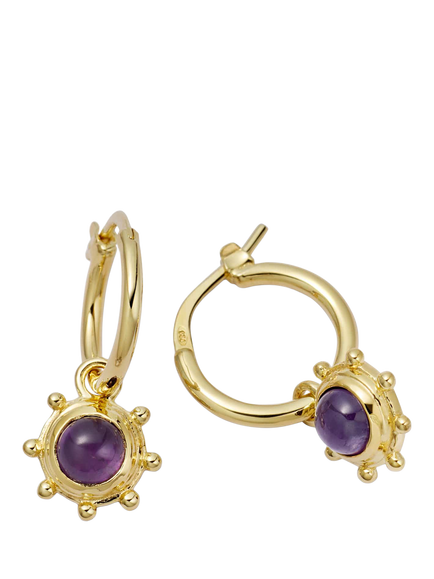 Daisy London Amethyst Drop Earrings, Gold, Gold