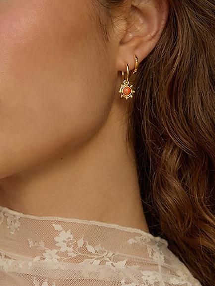 Daisy London Coral Drop Earrings, Gold - view 2, Gold