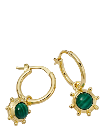 Daisy London Malachite Drop Earrings, Gold, Gold