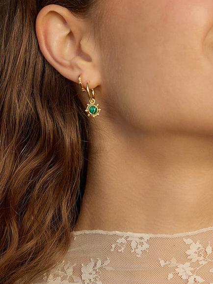 Daisy London Malachite Drop Earrings, Gold - view 2, Gold