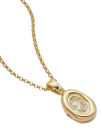 Daisy x Estée Lalonde Sapphire Locket Necklace, Gold, Gold