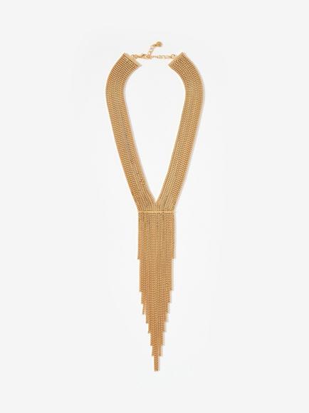 Mint Velvet Fringe Drop Necklace, Gold, Gold