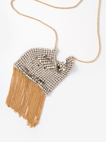 Mint Velvet Metal Fringe Necklace, Gold/Silver - view 2, Gold/Silver