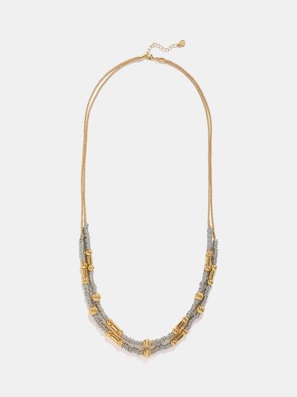 Mint Velvet Double Strand Layered Necklace, Silver/Gold, Silver/Gold