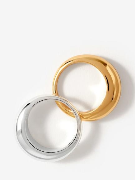 Mint Velvet Mixed Metal Ring, Pack of 2, Gold/Silver, N, Gold/Silver
