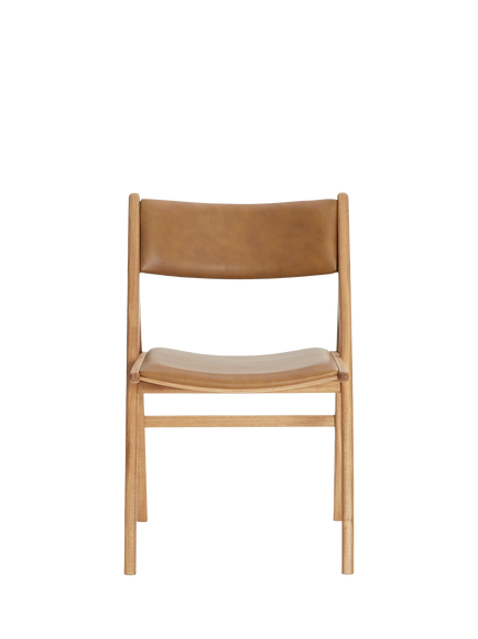 John Lewis OUTLET X-Ray Leather Dining Chair, Like New, Oak/Camel, Oak/Camel