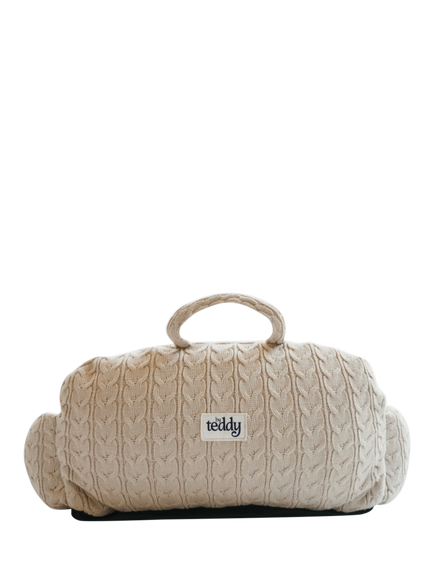 By Teddy Cable Knit Car Seat, Hazelnut, Natural Beige