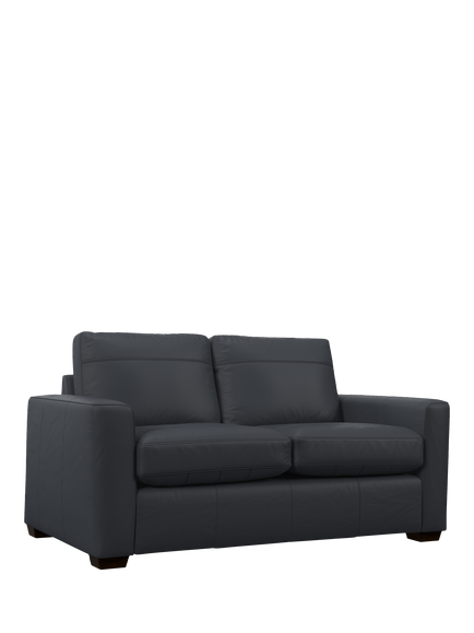 John Lewis OUTLET Oliver Small 2 Seater Leather Sofa, Dark Leg, Like New, Matt Navy, Matt Navy