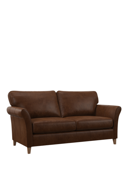 John Lewis OUTLET Charlotte II Grand 4 Seater Leather Sofa, Light Leg, Like New, Premium Cocoa, Premium Cocoa