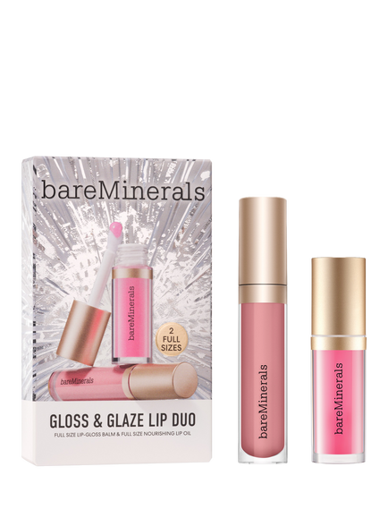 bareMinerals Gloss & Glaze Lip Duo Holiday Makeup Gift Set, 