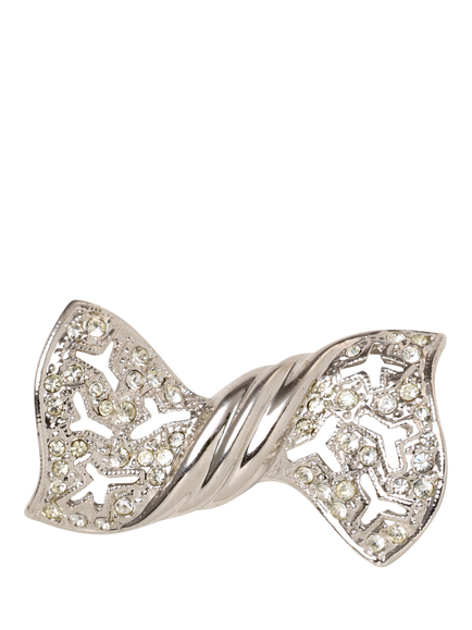 Pre-loved Attwood & Sawyer Swarovski Crystal Bow Brooch, Circa 1980s, Silver, Silver