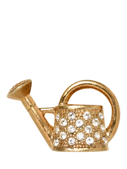 Pre-loved Crystal Watering Can Brooch, Circa 1980s, Gold, Gold
